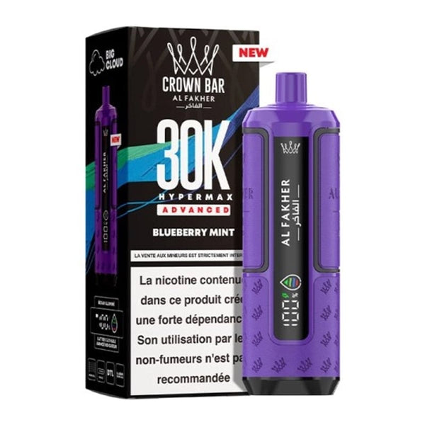 Puff Crown Bar HyperMax Advanced 30K Blueberry Mint - Al Fakher - Al Fakher - Cigarette Électronique & Vape | Alliancetech.fr