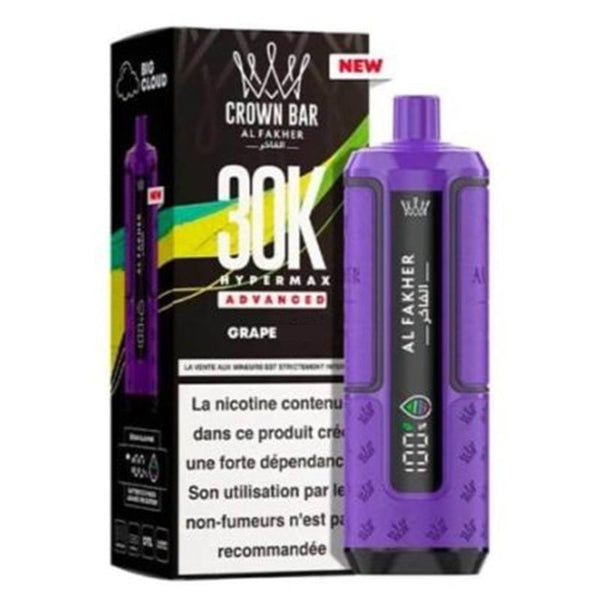 Puff Crown Bar HyperMax Advanced 30K Grape - Al Fakher - Al Fakher - Cigarette Électronique & Vape | Alliancetech.fr