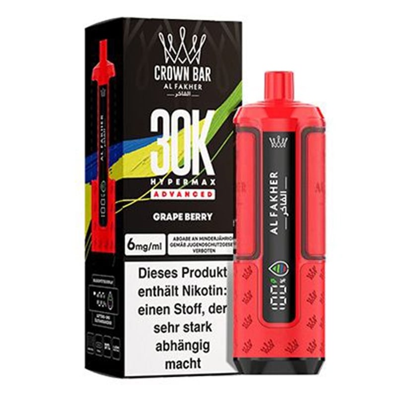 Puff Crown Bar HyperMax Advanced 30K Grape Berry - Al Fakher - Al Fakher - Cigarette Électronique & Vape | Alliancetech.fr
