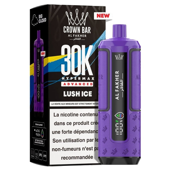 Puff Crown Bar HyperMax Advanced 30K Lush Ice - Al Fakher - Al Fakher - Cigarette Électronique & Vape | Alliancetech.fr
