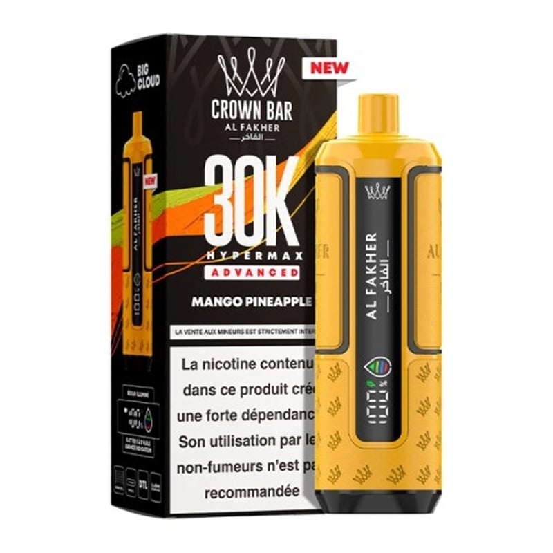 Puff Crown Bar HyperMax Advanced 30K Mango Pineapple - Al Fakher - Al Fakher - Cigarette Électronique & Vape | Alliancetech.fr