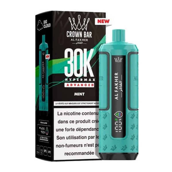 Puff Crown Bar HyperMax Advanced 30K Mint - Al Fakher - Al Fakher - Cigarette Électronique & Vape | Alliancetech.fr