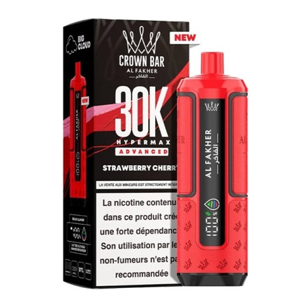 Puff Crown Bar HyperMax Advanced 30K Strawberry Cherry - Al Fakher - Al Fakher - Cigarette Électronique & Vape | Alliancetech.fr