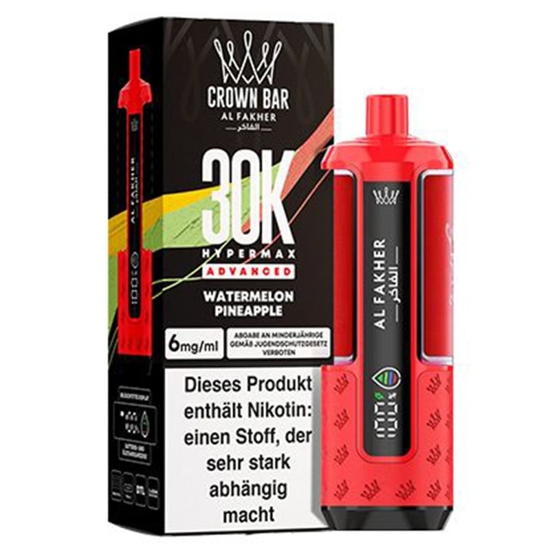 Puff Crown Bar HyperMax Advanced 30K Watermelon Pineapple - Al Fakher - Al Fakher - Cigarette Électronique & Vape | Alliancetech.fr