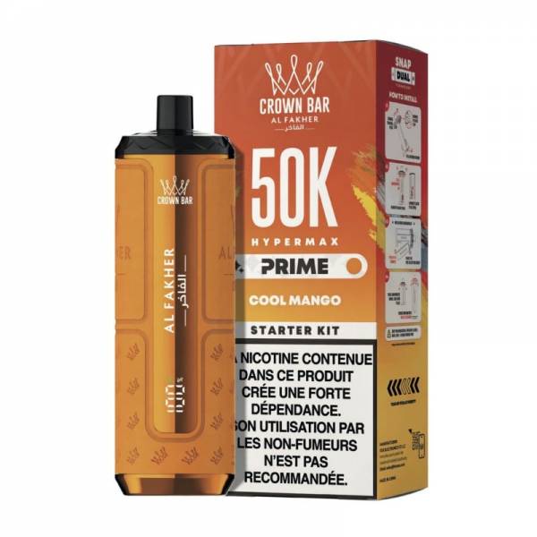 Puff rechargeable Al Fakher Crown Bar Hypermax Prime 50K - Cool Mango