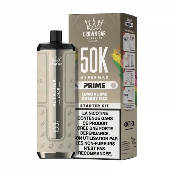 Puff rechargeable Al Fakher Crown Bar Hypermax Prime 50K - Lemon Lime Cherry Fizz