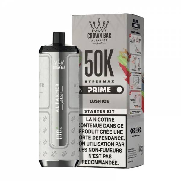 Puff rechargeable Al Fakher Crown Bar Hypermax Prime 50K - Lush Ice