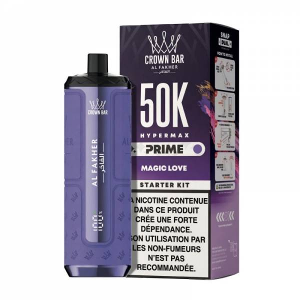 Puff rechargeable Al Fakher Crown Bar Hypermax Prime 50K - Magic Love