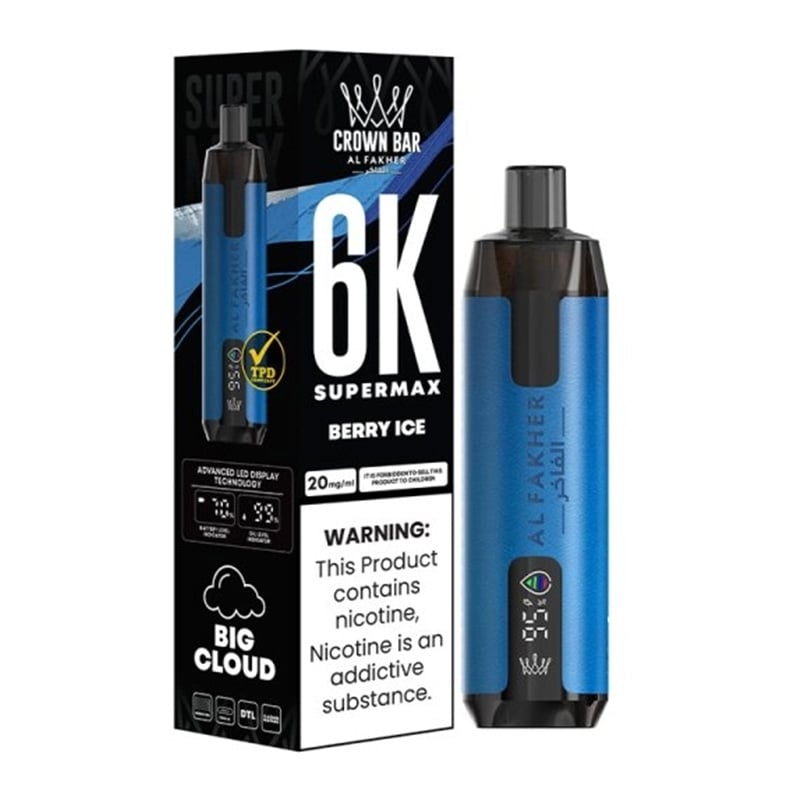 Puff Crown Bar SuperMax 6K Berry Ice - Al Fakher - Al Fakher - Cigarette Électronique & Vape | Alliancetech.fr