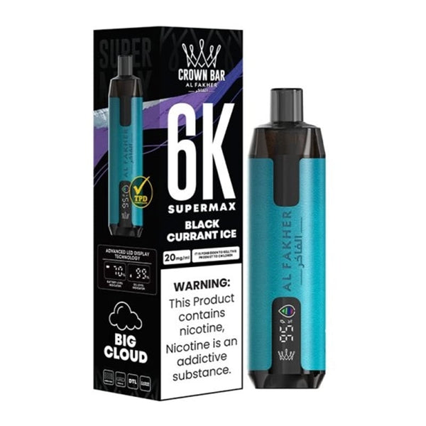 Puff Crown Bar SuperMax 6K Blackcurrant Ice - Al Fakher - Al Fakher - Cigarette Électronique & Vape | Alliancetech.fr