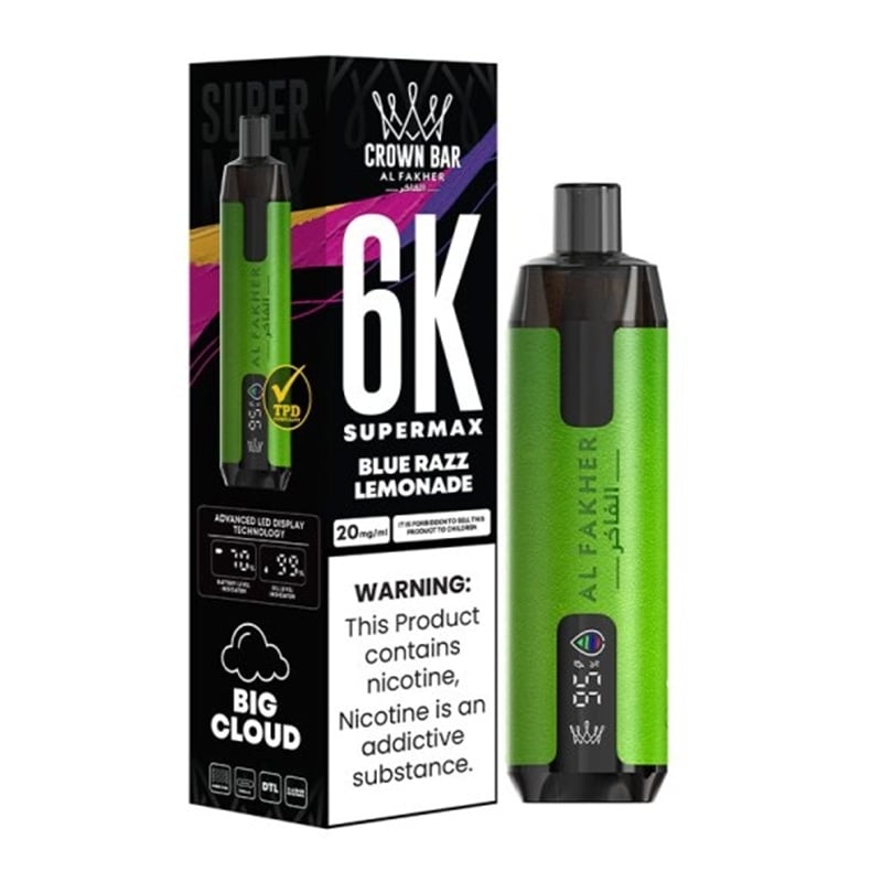 Puff Crown Bar SuperMax 6K Blue Razz Lemonade - Al Fakher