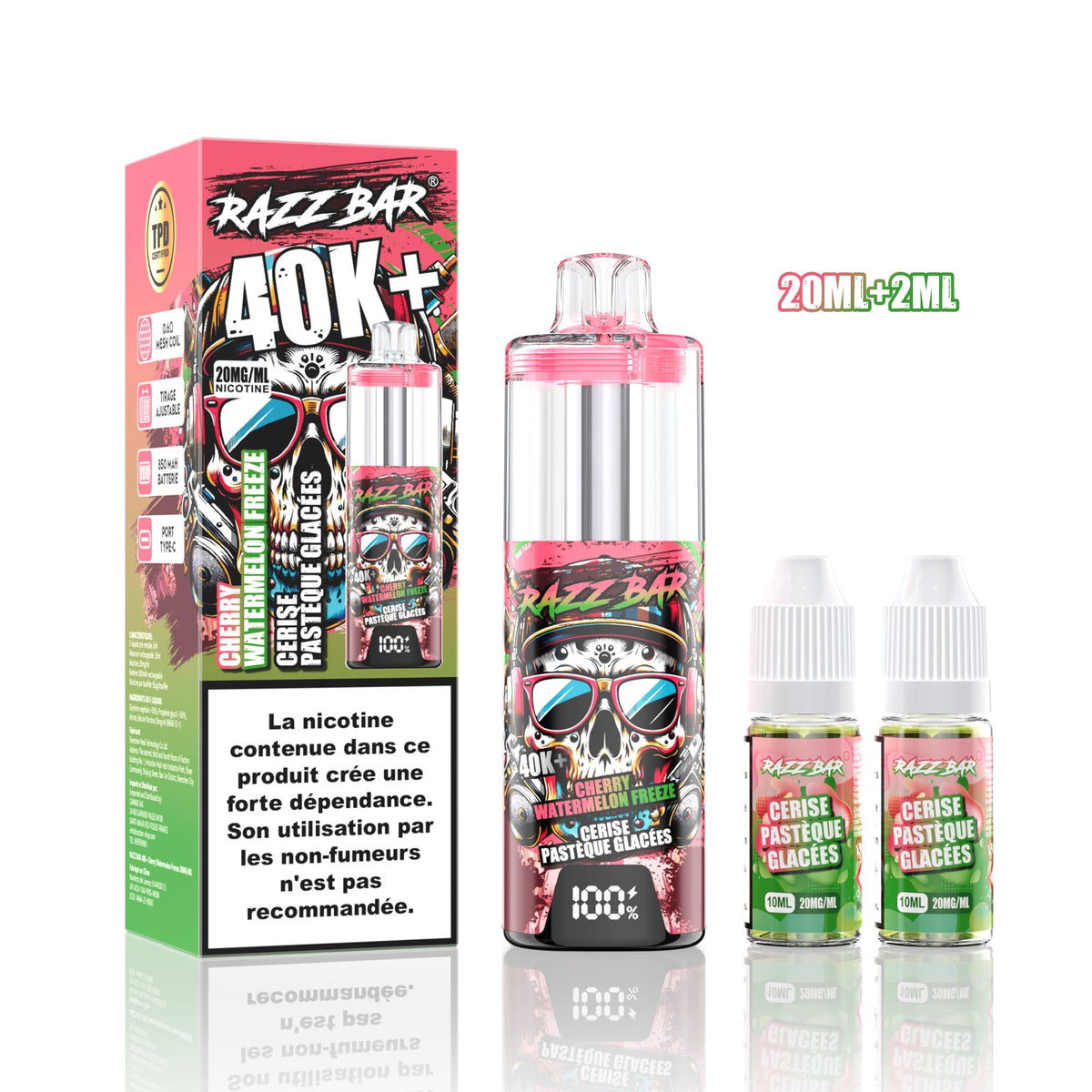 Puff RazzBar 40K+ Cherry Watermelon Freeze - 20mg/ml