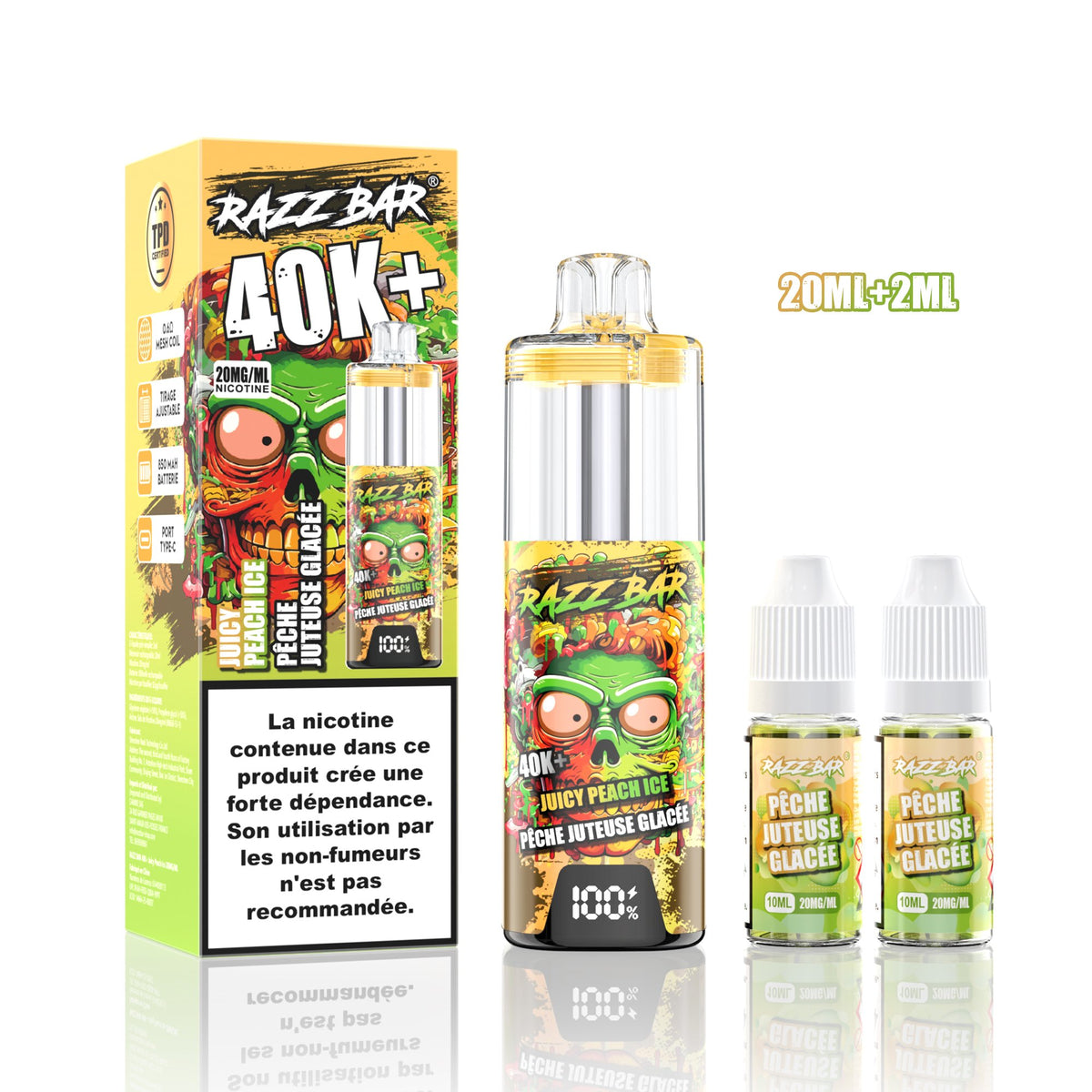 Puff RazzBar 40K+ Juicy Peach Ice - 20mg/ml
