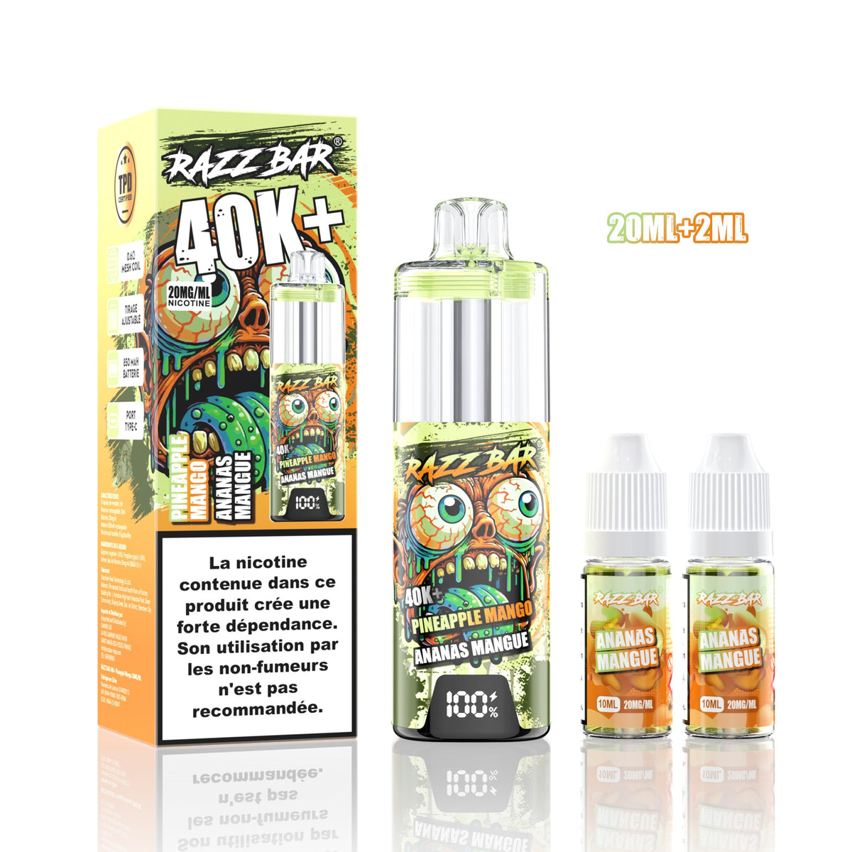 Puff RazzBar 40K+ Pineapple Mango - 20mg/ml