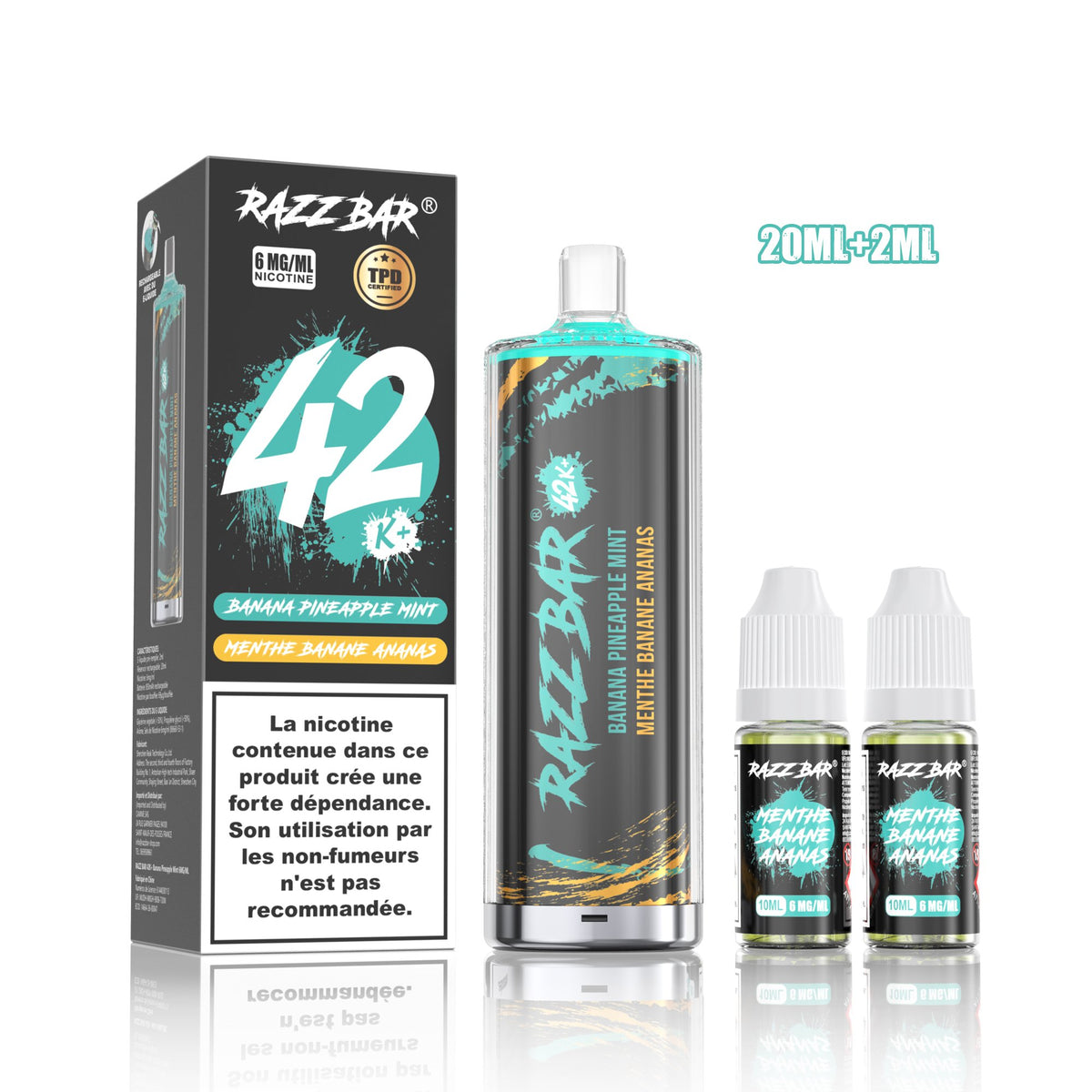 Puff RazzBar 42K+ Banana Pineapple Mint - 6mg/ml