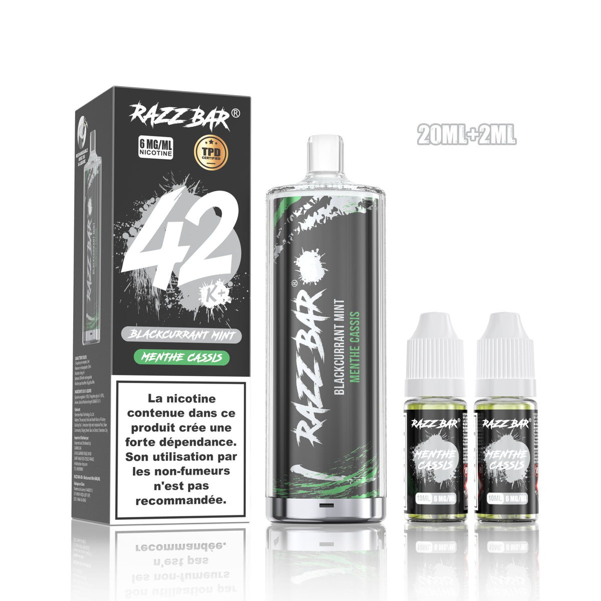 Puff RazzBar 42K+ Blackcurrant Mint - 6mg/ml