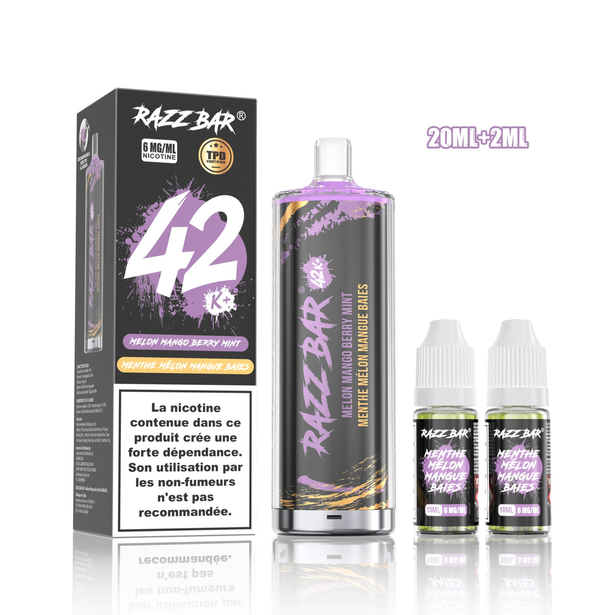 Puff RazzBar 42K+ Melon Mango Berry Mint - 6mg/ml