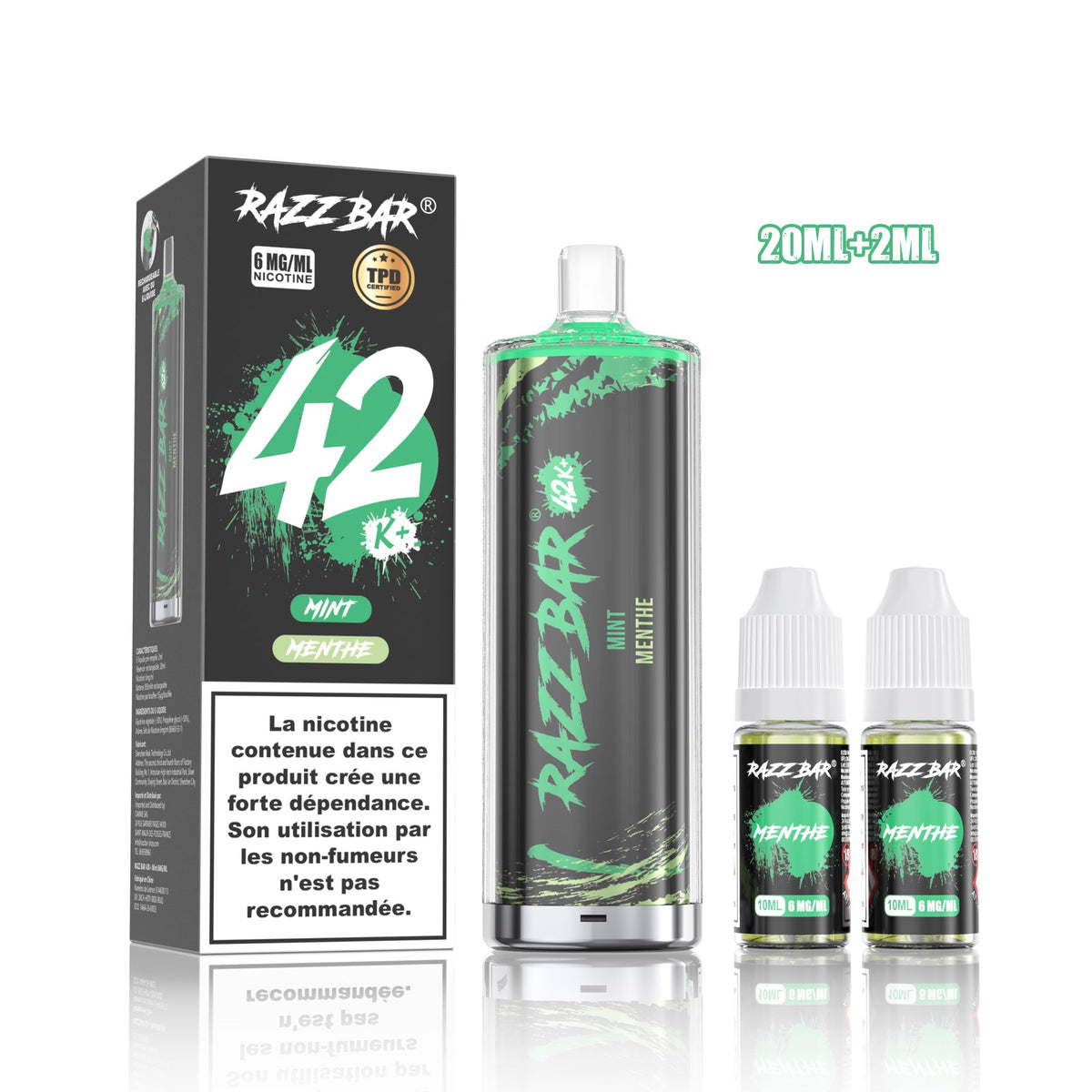 Puff RazzBar 42K+ Mint - 6mg/ml