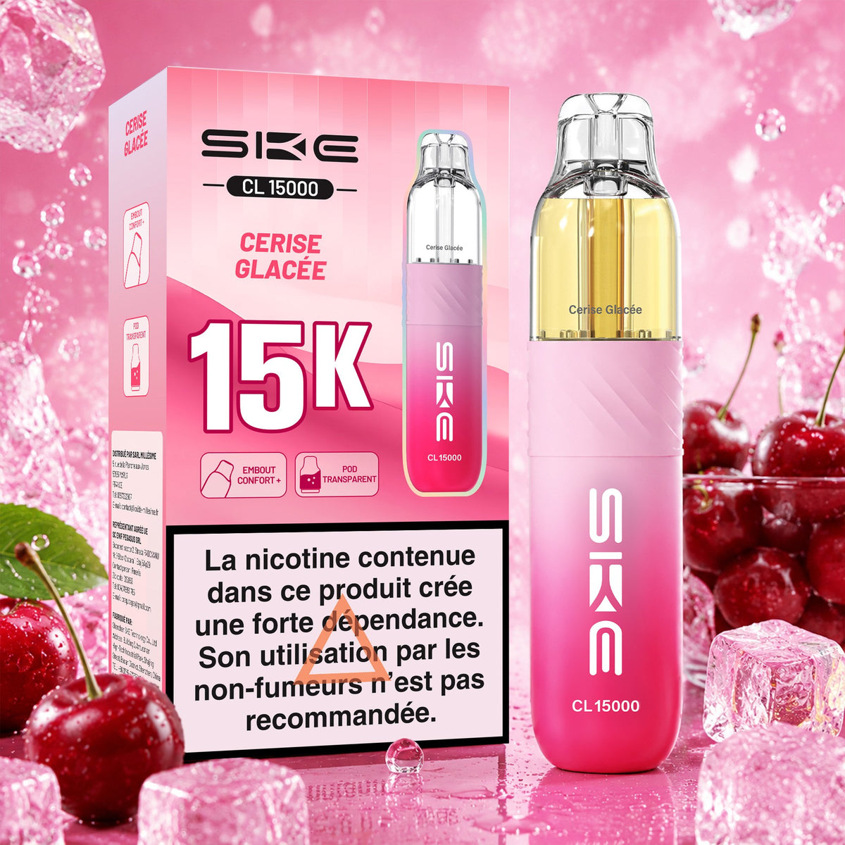 Puff SKE CL15000 15K - Cerise Glacée - 10 mg
