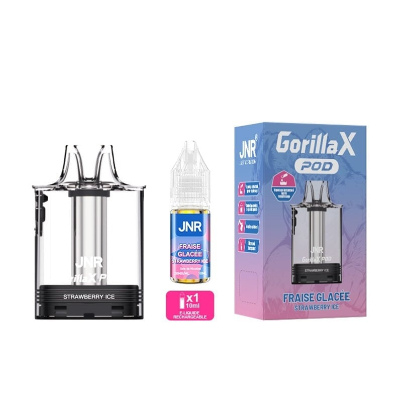 Cartouche Gorilla X 2ml + e-liquide 10ml JNR - Strawberry Ice