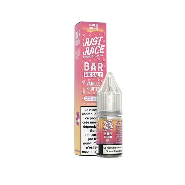E-liquide Vanille Fruitée Sel de Nicotine 10ml Bar Nicsalt Just Juice - saveurs vanille, notes fruitées 10 mg