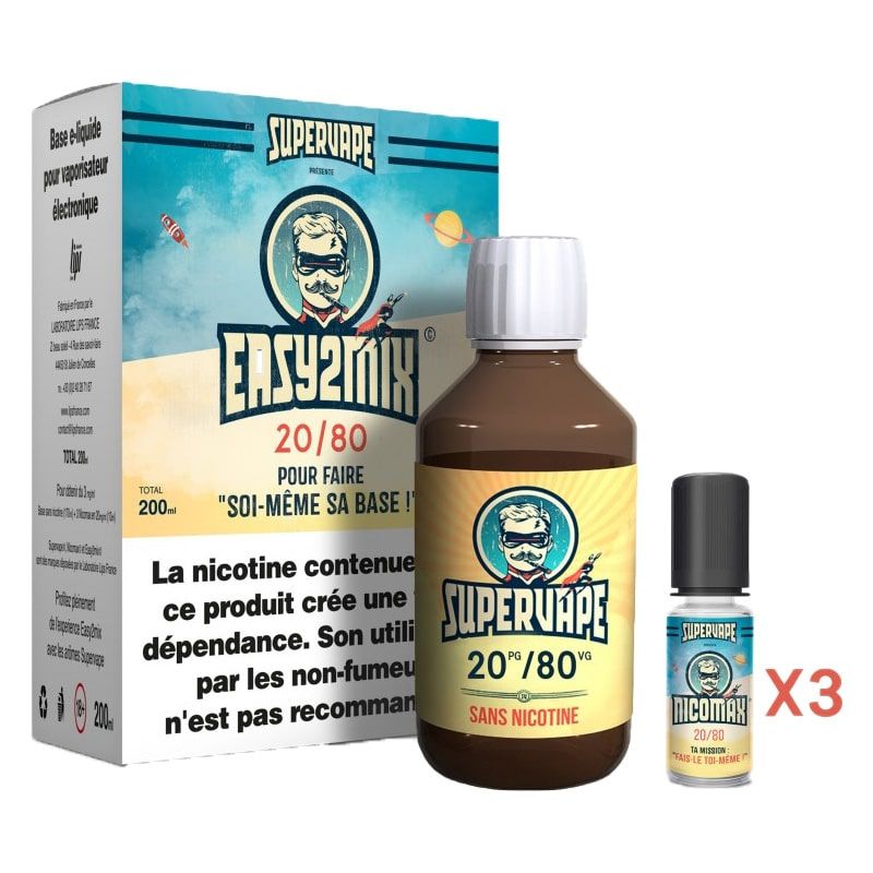 Kit base 200ml easy2mix 20/80 - SUPERVAPE - Alliancetech.fr